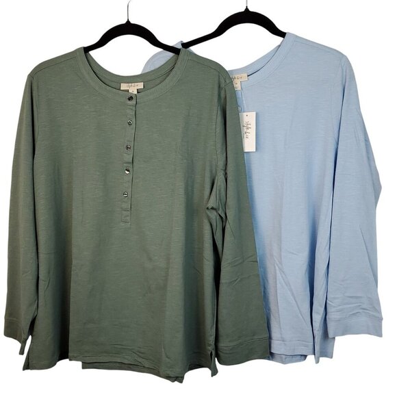 Style & Co. Tops - NWT Bundle of 2 Style & Co Womens Shirt 3/4 Button 2X  Angel Falls/ Sage Green